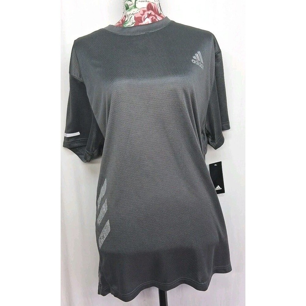 New Adidas Climalite Mens Med Gray Jersey Athletic Sports Quick Dry Soccer